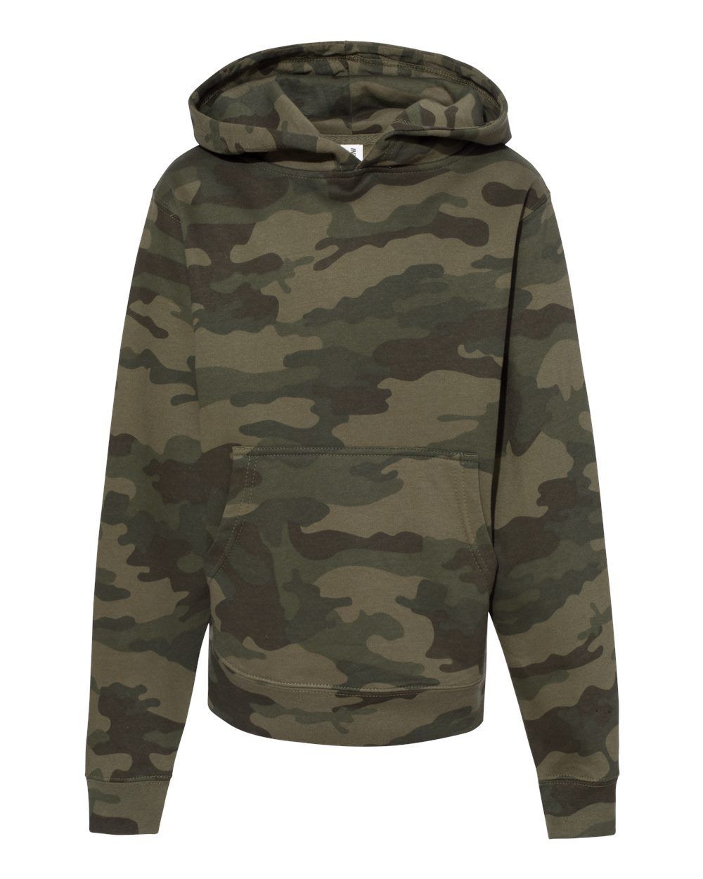 Independent Trading Co Youth Midweight Hooded Sweatshirt in Forest Camo