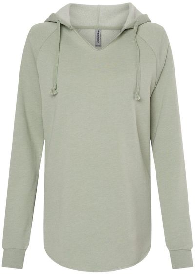 Am image of a Custom INDEPENDENT TRADING CO WOMEN'S CALIFORNIA WAVE WASH HOODED PULLOVER in Sage!