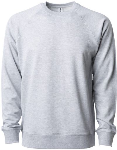 Am image of a Custom Independent Trading Co Icon Unisex Lightweight Loopback Terry Crewneck Sweatshirt in Athletic Heather!