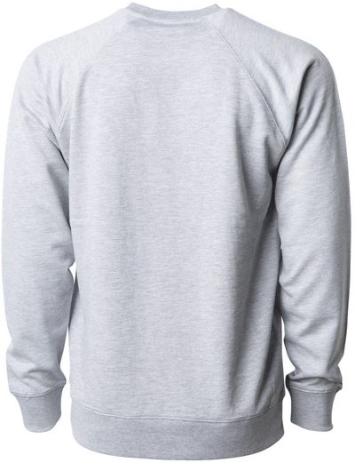 Am image of a Custom Independent Trading Co Icon Unisex Lightweight Loopback Terry Crewneck Sweatshirt in Athletic Heather!
