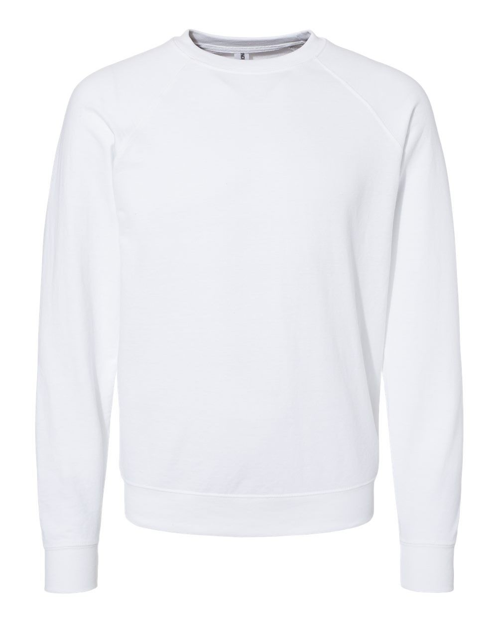 Independent Trading Co Icon Unisex Lightweight Loopback Terry Crewneck Sweatshirt in White