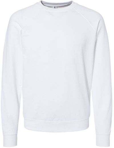 Am image of a Custom Independent Trading Co Icon Unisex Lightweight Loopback Terry Crewneck Sweatshirt in White!