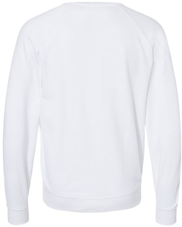 Am image of a Custom Independent Trading Co Icon Unisex Lightweight Loopback Terry Crewneck Sweatshirt in White!