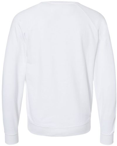 Am image of a Custom Independent Trading Co Icon Unisex Lightweight Loopback Terry Crewneck Sweatshirt in White!