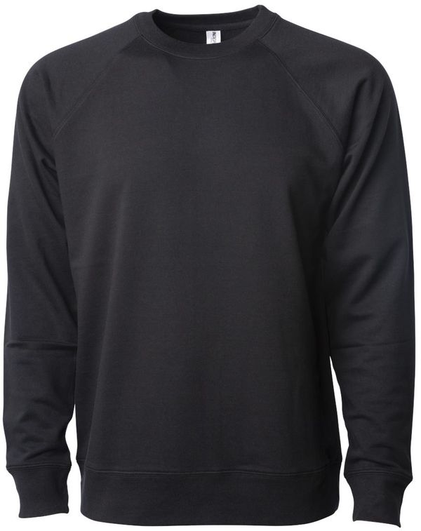 Am image of a Custom Independent Trading Co Icon Unisex Lightweight Loopback Terry Crewneck Sweatshirt in Black!