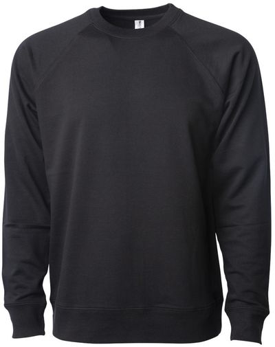 Am image of a Custom Independent Trading Co Icon Unisex Lightweight Loopback Terry Crewneck Sweatshirt in Black!