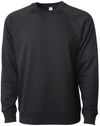 Am image of a Custom Independent Trading Co Icon Unisex Lightweight Loopback Terry Crewneck Sweatshirt in Black!