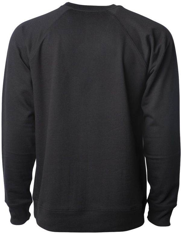 Am image of a Custom Independent Trading Co Icon Unisex Lightweight Loopback Terry Crewneck Sweatshirt in Black!