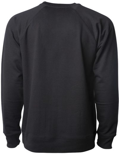 Am image of a Custom Independent Trading Co Icon Unisex Lightweight Loopback Terry Crewneck Sweatshirt in Black!