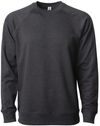 Am image of a Custom Independent Trading Co Icon Unisex Lightweight Loopback Terry Crewneck Sweatshirt in Charcoal Heather!