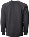 Am image of a Custom Independent Trading Co Icon Unisex Lightweight Loopback Terry Crewneck Sweatshirt in Charcoal Heather!