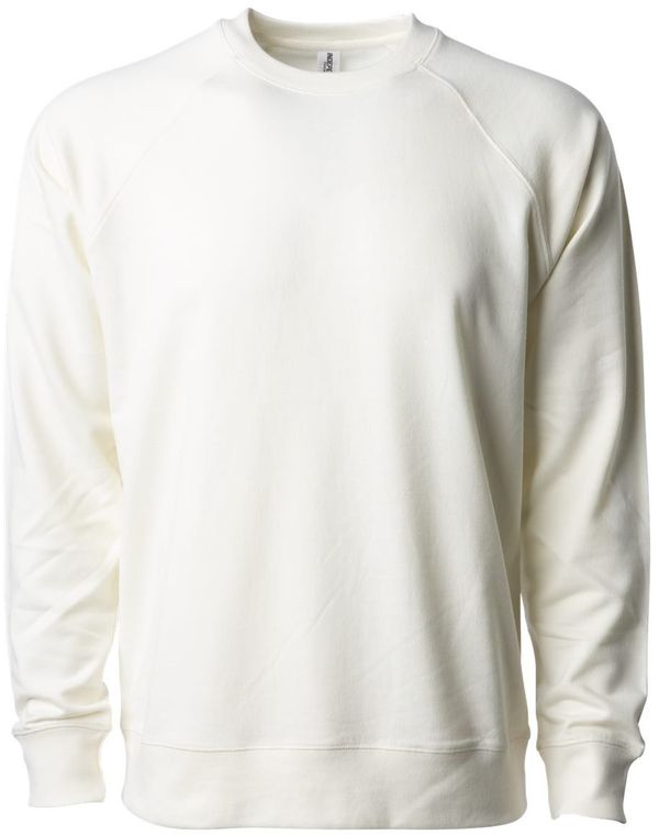 Am image of a Custom Independent Trading Co Icon Unisex Lightweight Loopback Terry Crewneck Sweatshirt in Bone!
