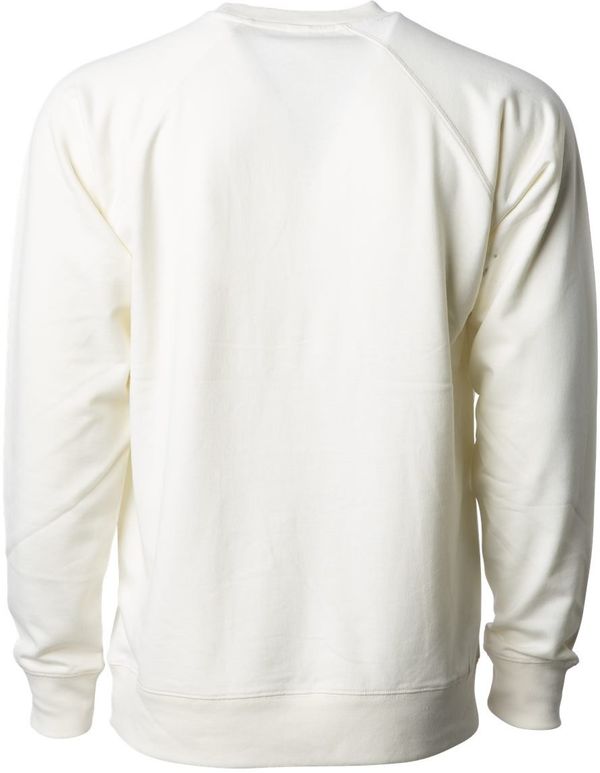 Am image of a Custom Independent Trading Co Icon Unisex Lightweight Loopback Terry Crewneck Sweatshirt in Bone!
