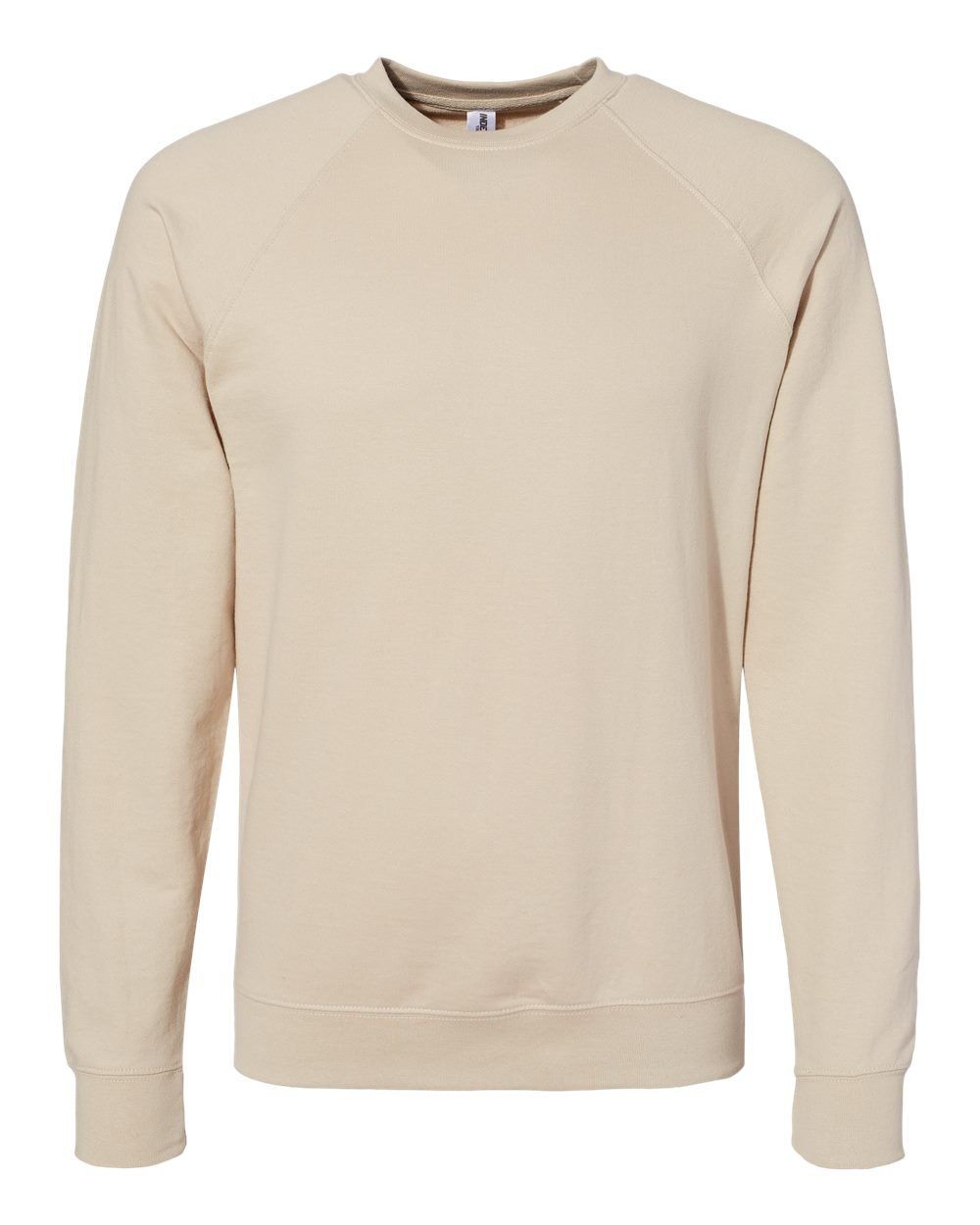 Independent Trading Co Icon Unisex Lightweight Loopback Terry Crewneck Sweatshirt in Sand