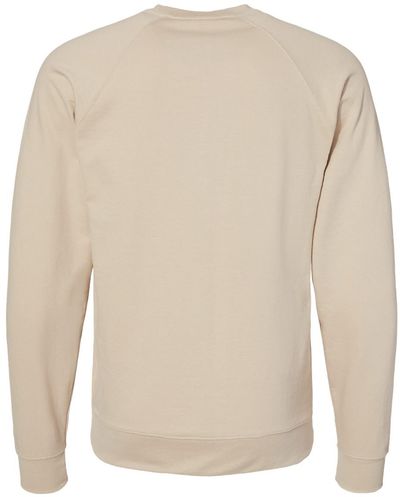 Am image of a Custom Independent Trading Co Icon Unisex Lightweight Loopback Terry Crewneck Sweatshirt in Sand!