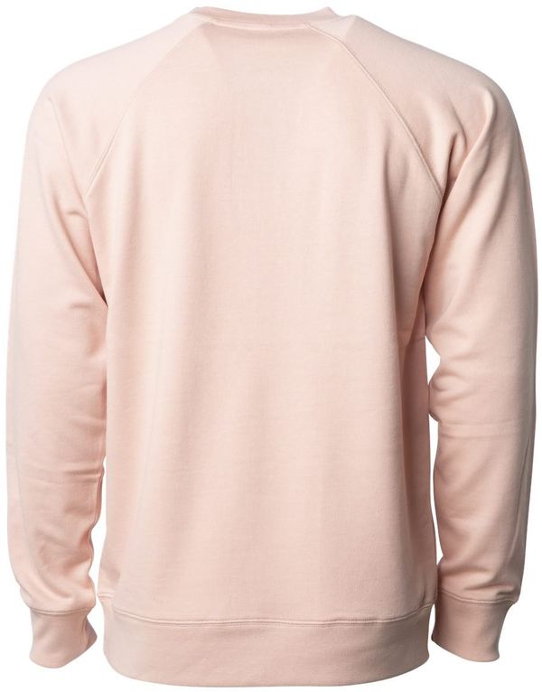 Am image of a Custom Independent Trading Co Icon Unisex Lightweight Loopback Terry Crewneck Sweatshirt in Rose!