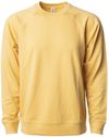 Am image of a Custom Independent Trading Co Icon Unisex Lightweight Loopback Terry Crewneck Sweatshirt in Harvest Gold!