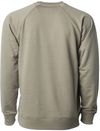 Am image of a Custom Independent Trading Co Icon Unisex Lightweight Loopback Terry Crewneck Sweatshirt in Olive!