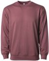 Am image of a Custom Independent Trading Co Icon Unisex Lightweight Loopback Terry Crewneck Sweatshirt in Port!