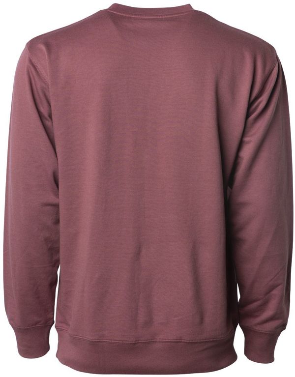 Am image of a Custom Independent Trading Co Icon Unisex Lightweight Loopback Terry Crewneck Sweatshirt in Port!