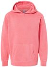 Am image of a Custom Independent Trading Co Youth Midweight Pigment Dyed Hooded Sweatshirt in Pigment Pink!