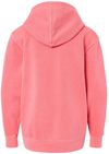 Am image of a Custom Independent Trading Co Youth Midweight Pigment Dyed Hooded Sweatshirt in Pigment Pink!