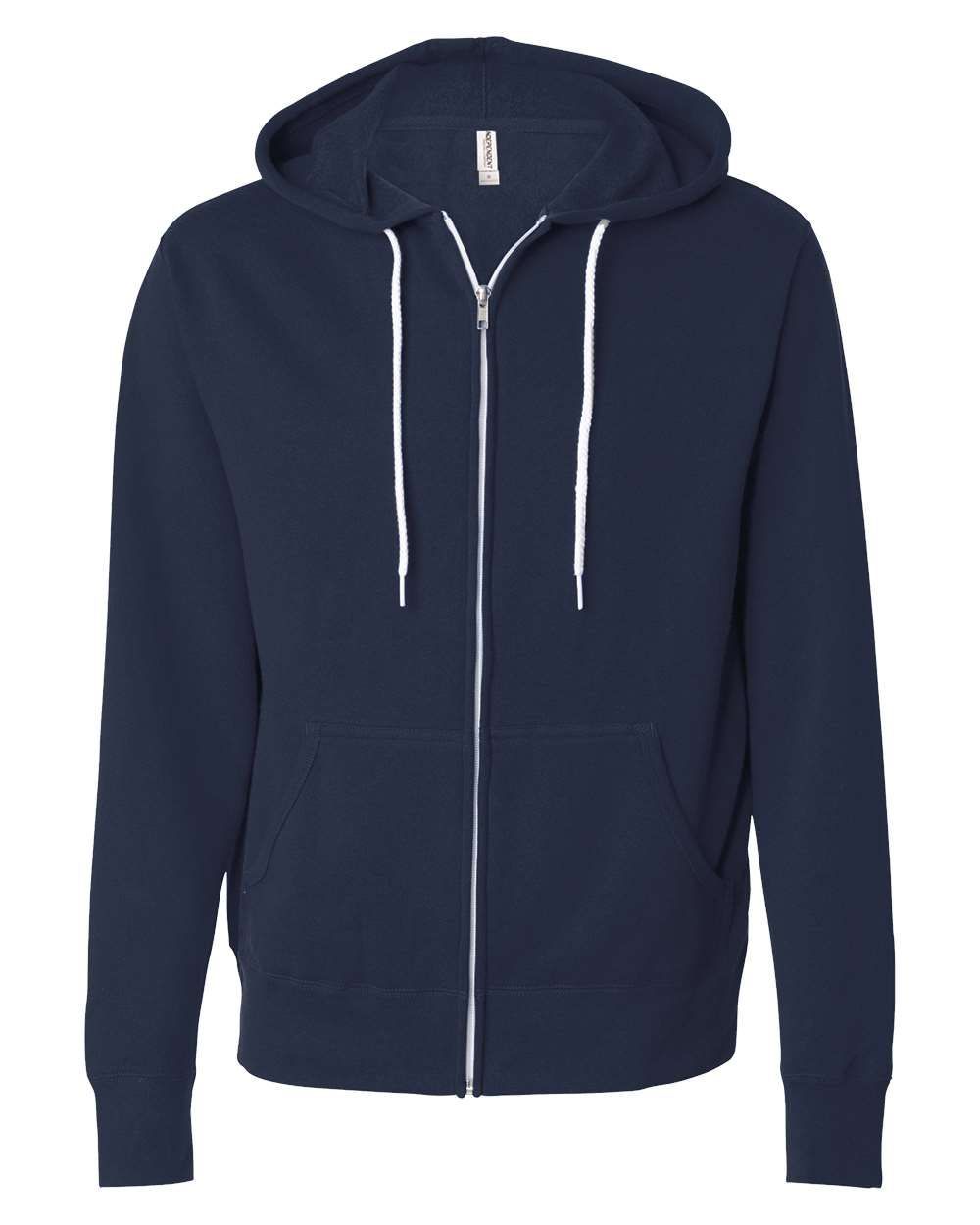Independent Trading Co Unisex Lightweight Full Zip Hooded Sweatshirt in Classic Navy