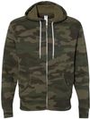 Am image of a Custom Independent Trading Co Unisex Lightweight Full Zip Hooded Sweatshirt in Forest Camo!