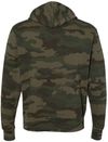 Am image of a Custom Independent Trading Co Unisex Lightweight Full Zip Hooded Sweatshirt in Forest Camo!