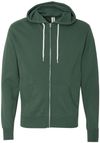 Am image of a Custom Independent Trading Co Unisex Lightweight Full Zip Hooded Sweatshirt in Alpine Green!
