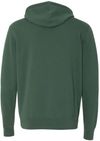 Am image of a Custom Independent Trading Co Unisex Lightweight Full Zip Hooded Sweatshirt in Alpine Green!