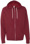 Am image of a Custom Independent Trading Co Unisex Lightweight Full Zip Hooded Sweatshirt in Currant!