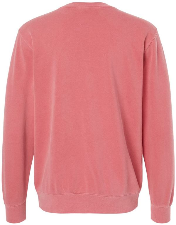 Am image of a Custom Independent Trading Co. Unisex Midweight Pigment Dyed Crewneck Sweatshirt in Pigment Pink!