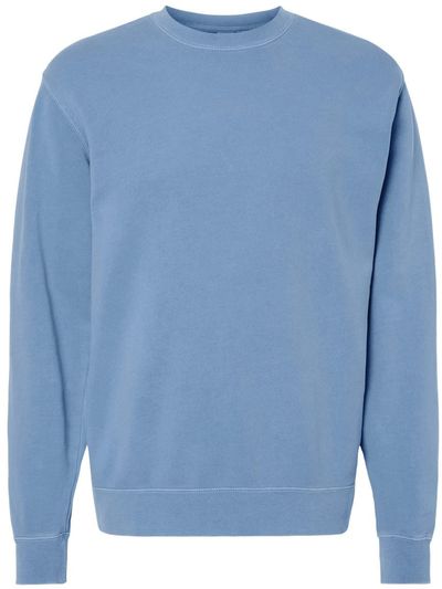 Am image of a Custom Independent Trading Co. Unisex Midweight Pigment Dyed Crewneck Sweatshirt in Pigment Light Blue!