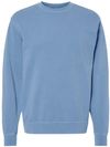 Am image of a Custom Independent Trading Co. Unisex Midweight Pigment Dyed Crewneck Sweatshirt in Pigment Light Blue!