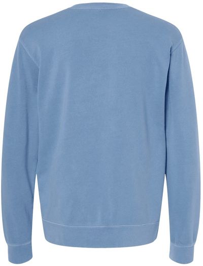 Am image of a Custom Independent Trading Co. Unisex Midweight Pigment Dyed Crewneck Sweatshirt in Pigment Light Blue!