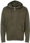 Am image of a Custom INDEPENDENT TRADING CO ADULT MIDWEIGHT ZIP HOODED SWEATSHIRT in Army Heather!