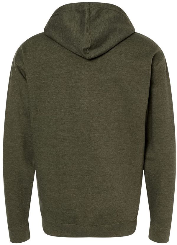 Am image of a Custom INDEPENDENT TRADING CO ADULT MIDWEIGHT ZIP HOODED SWEATSHIRT in Army Heather!