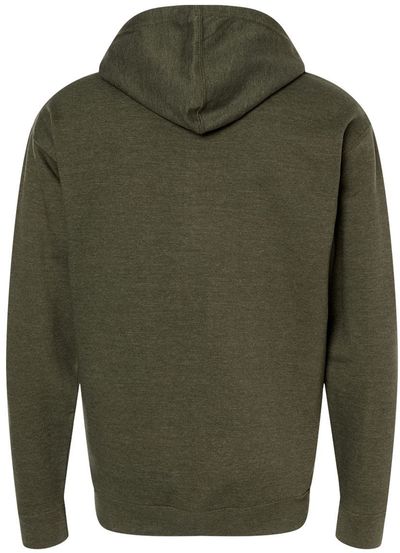 Am image of a Custom INDEPENDENT TRADING CO ADULT MIDWEIGHT ZIP HOODED SWEATSHIRT in Army Heather!