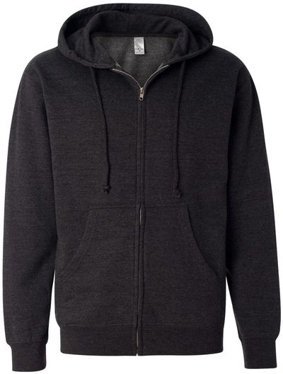 Am image of a Custom INDEPENDENT TRADING CO ADULT MIDWEIGHT ZIP HOODED SWEATSHIRT in Charcoal Heather!