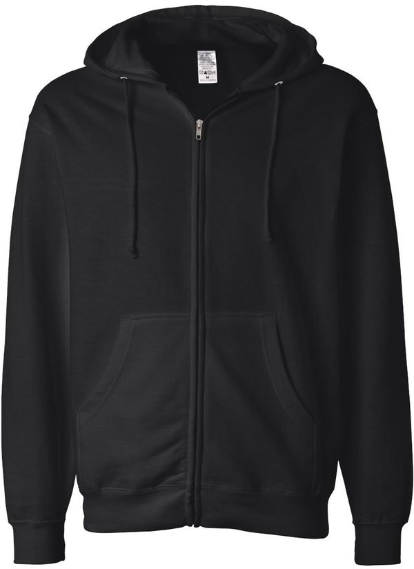Am image of a Custom INDEPENDENT TRADING CO ADULT MIDWEIGHT ZIP HOODED SWEATSHIRT in Black!