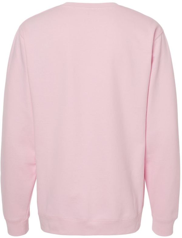 Am image of a Custom INDEPENDENT ADULT MIDWEIGHT CREWNECK SWEATSHIRT in Light Pink!