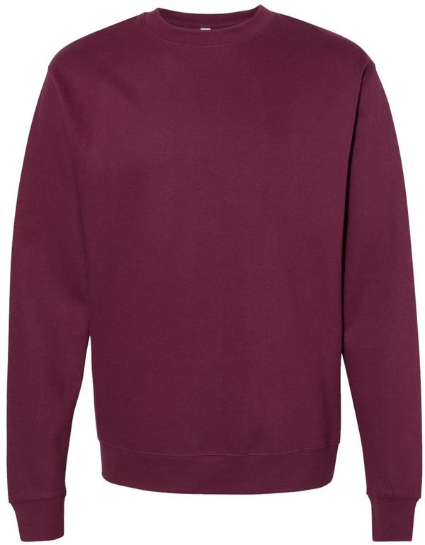 Am image of a Custom INDEPENDENT ADULT MIDWEIGHT CREWNECK SWEATSHIRT in Maroon!