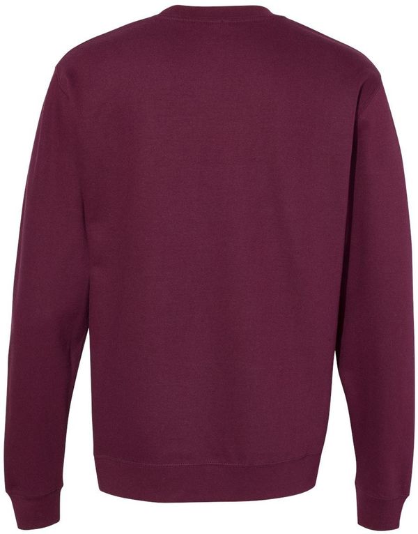 Am image of a Custom INDEPENDENT ADULT MIDWEIGHT CREWNECK SWEATSHIRT in Maroon!