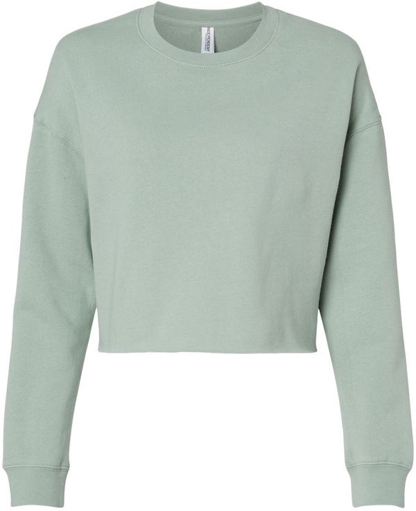 An image of a Custom Independent Trading Co Womens Lightweight Crop Crew Pullover in Sage!