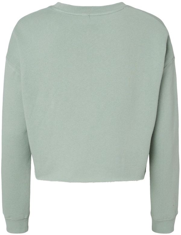 An image of a Custom Independent Trading Co Womens Lightweight Crop Crew Pullover in Sage!
