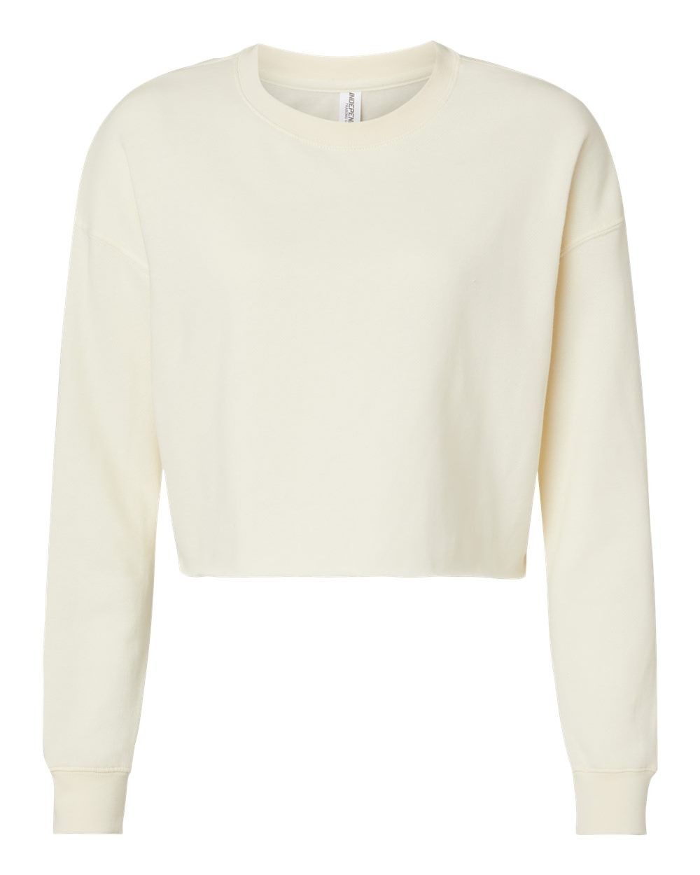 Independent Trading Co Womens Lightweight Crop Crew Pullover in Bone