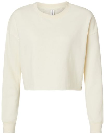 Am image of a Custom Independent Trading Co Womens Lightweight Crop Crew Pullover in Bone!