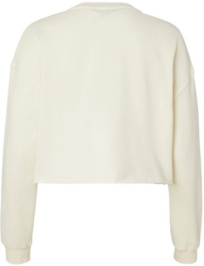 Am image of a Custom Independent Trading Co Womens Lightweight Crop Crew Pullover in Bone!