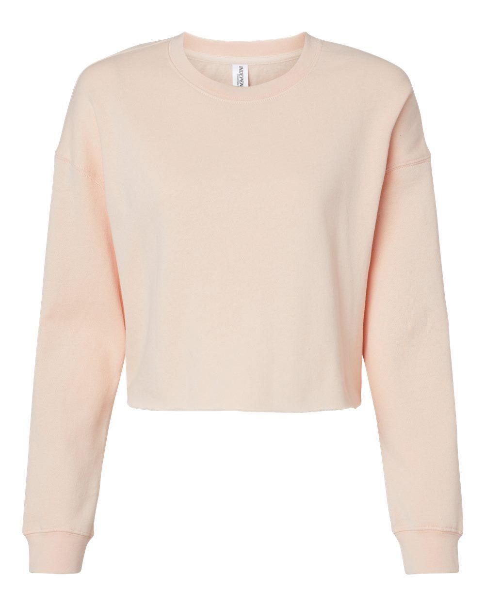 Independent Trading Co Womens Lightweight Crop Crew Pullover in Blush
